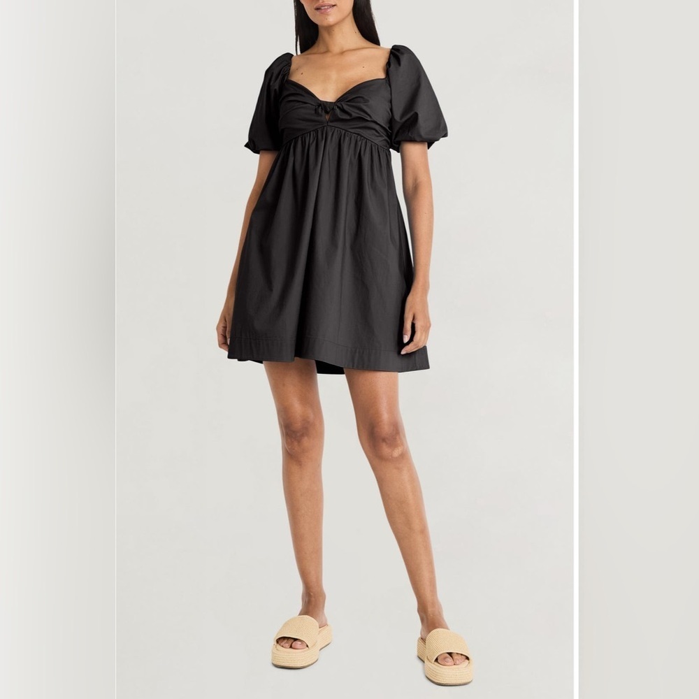 THE GOOD JOURNEY BUBBLE SLEEVE BABY DOLL MINI DRESS BLACK NEW 12